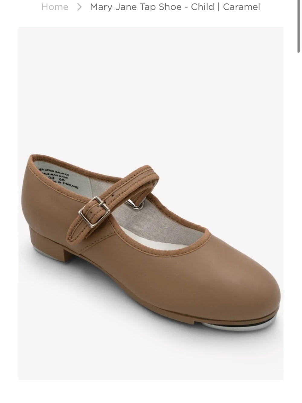 Kids Mary Jane Tap Shoe - Caramel with removable bows